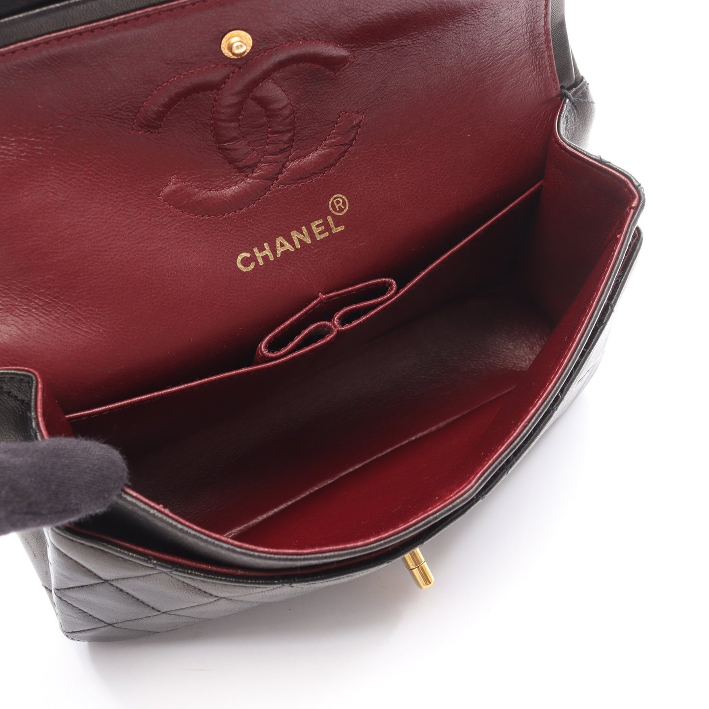 マトラッセ Wフラップ Wチェーンショルダーバッグ ラムスキン ブラック ゴールド金具 シャネル バッグ CHANEL