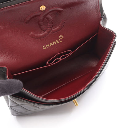 マトラッセ Wフラップ Wチェーンショルダーバッグ ラムスキン ブラック ゴールド金具 シャネル バッグ CHANEL
