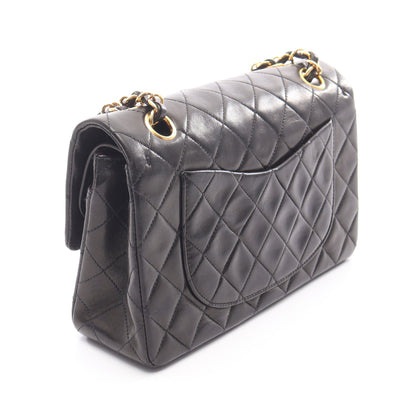 マトラッセ Wフラップ Wチェーンショルダーバッグ ラムスキン ブラック ゴールド金具 シャネル バッグ CHANEL