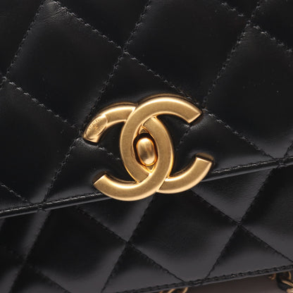 マトラッセ チェーンショルダーバッグ ラムスキン ブラック ゴールド金具 シャネル バッグ CHANEL