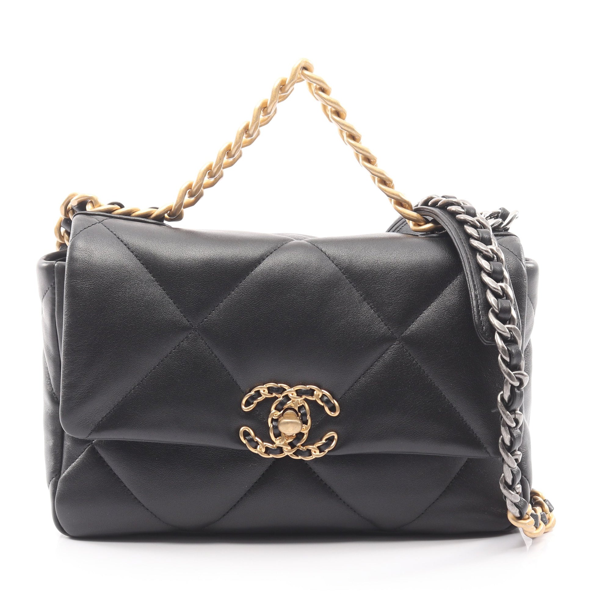 19 ディズヌフ マトラッセ チェーンショルダーバッグ ラムスキン ブラック コンビ金具 シャネル バッグ CHANEL