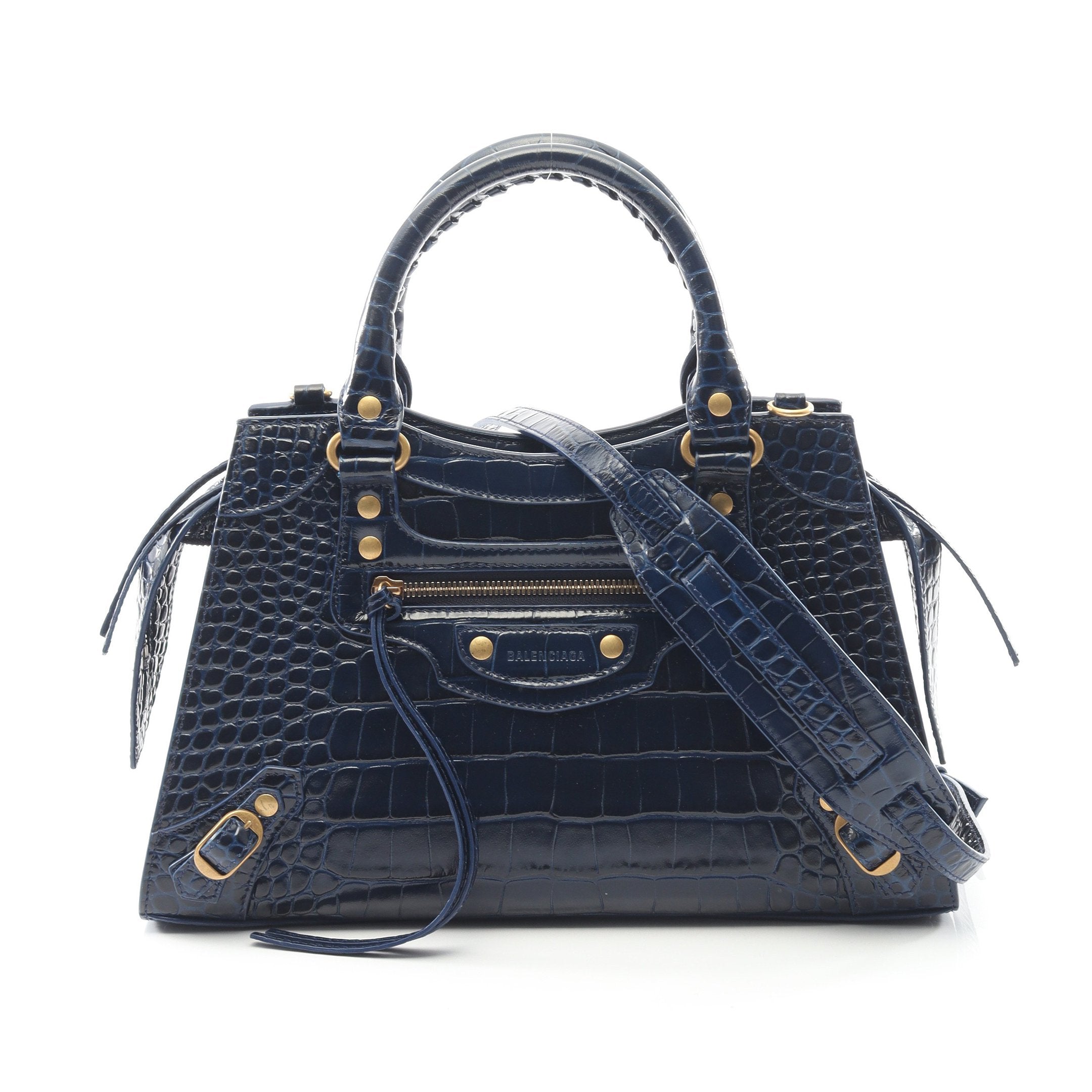 バレンシアガ　ボストンバッグ　ナイロン×クロコ型押しレザー　BALENCIAGA バレンシアガ ボストンバッグ ライセンス 2way クロコ型押し ナイロン