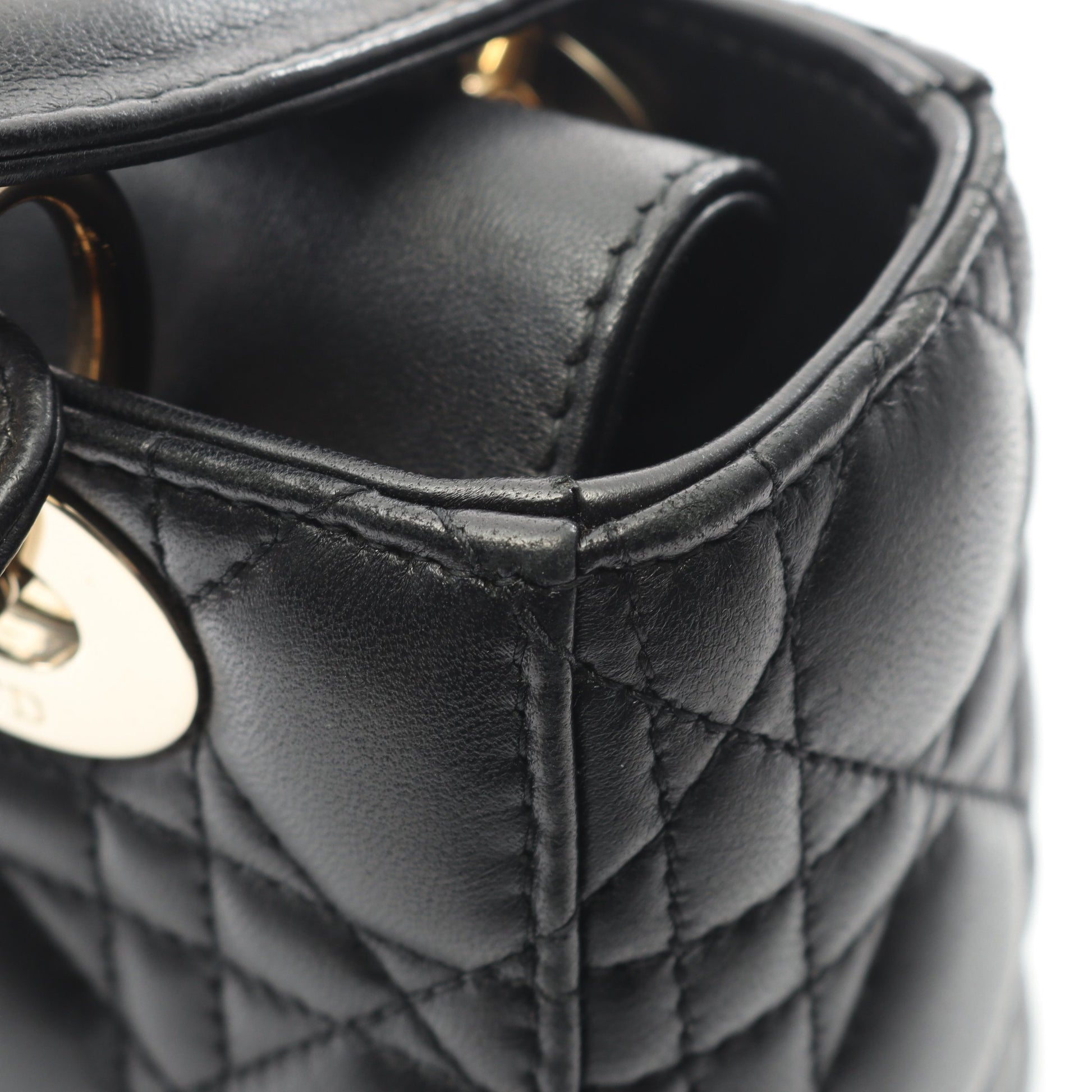 LADY DIOR MY ABCDIOR レディディオール スモール カナージュ ハンドバッグ レザー ブラック 2WAY クリスチャンディオール バッグ Christian Dior