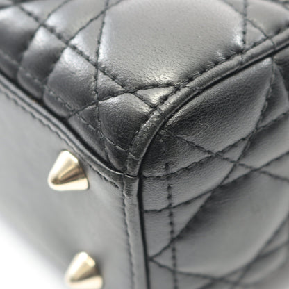 LADY DIOR MY ABCDIOR レディディオール スモール カナージュ ハンドバッグ レザー ブラック 2WAY クリスチャンディオール バッグ Christian Dior