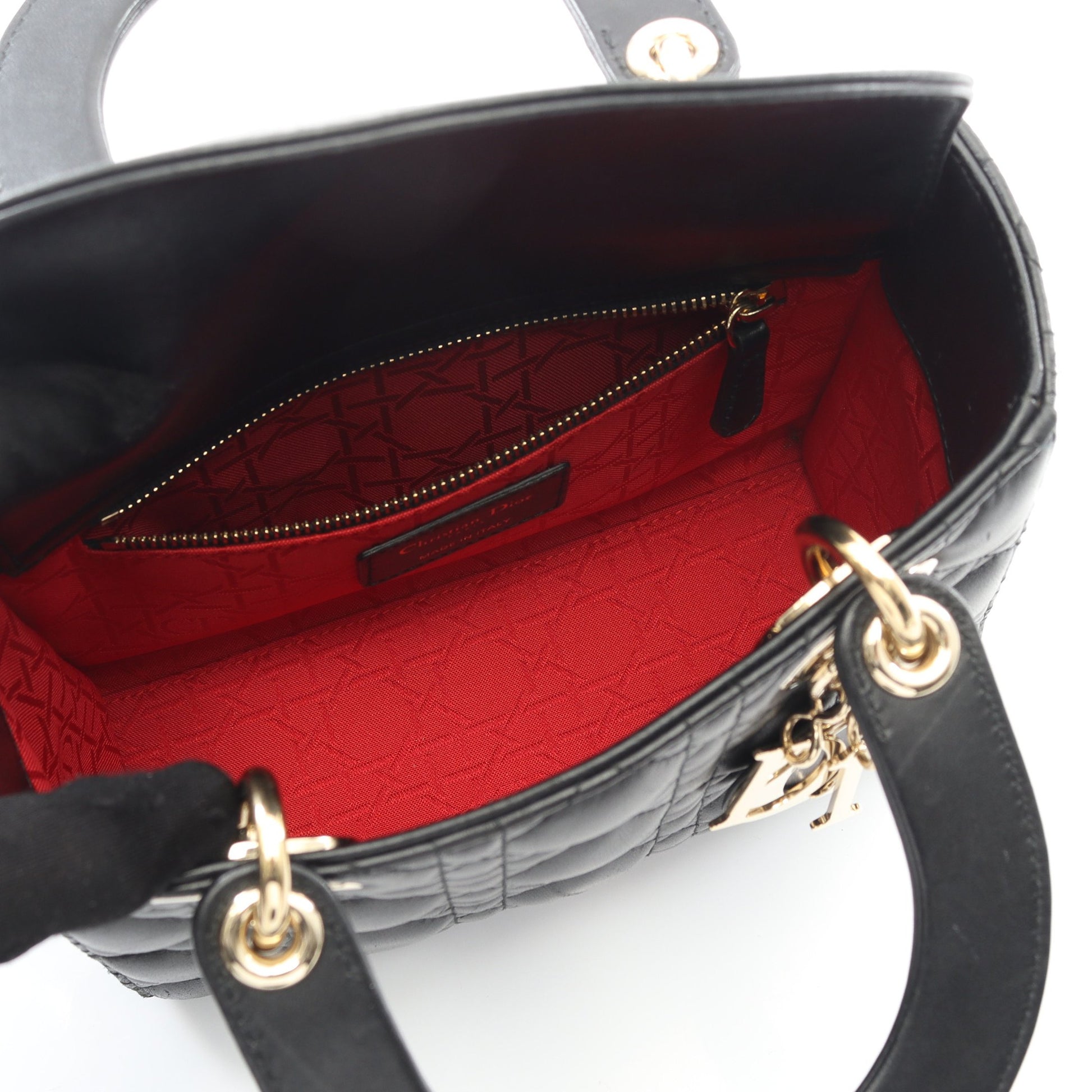 LADY DIOR MY ABCDIOR レディディオール スモール カナージュ ハンドバッグ レザー ブラック 2WAY クリスチャンディオール バッグ Christian Dior