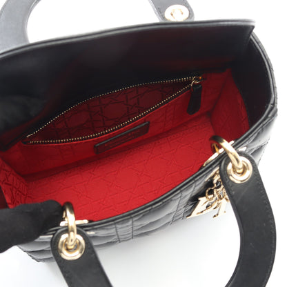 LADY DIOR MY ABCDIOR レディディオール スモール カナージュ ハンドバッグ レザー ブラック 2WAY クリスチャンディオール バッグ Christian Dior
