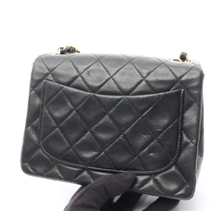 ミニマトラッセ チェーンショルダーバッグ ラムスキン ブラック ゴールド金具 シャネル バッグ CHANEL