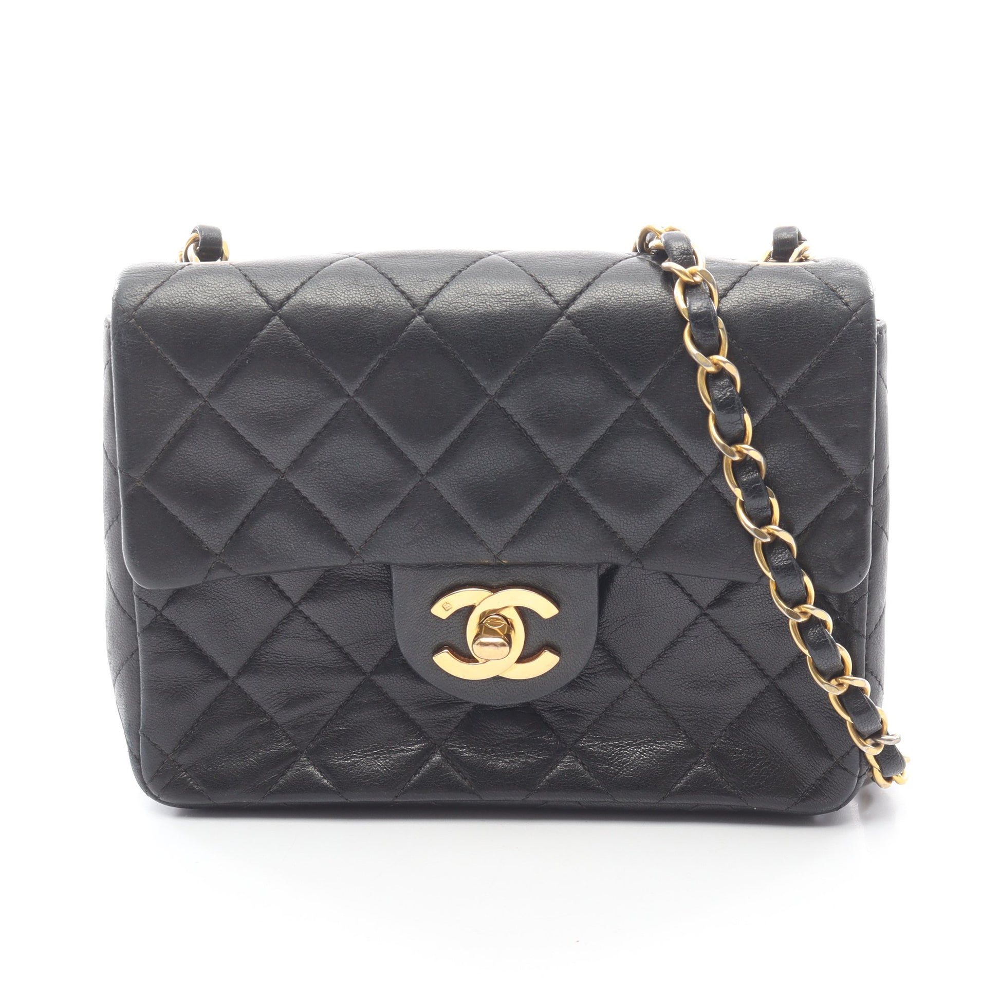 ミニマトラッセ チェーンショルダーバッグ ラムスキン ブラック ゴールド金具 シャネル バッグ CHANEL