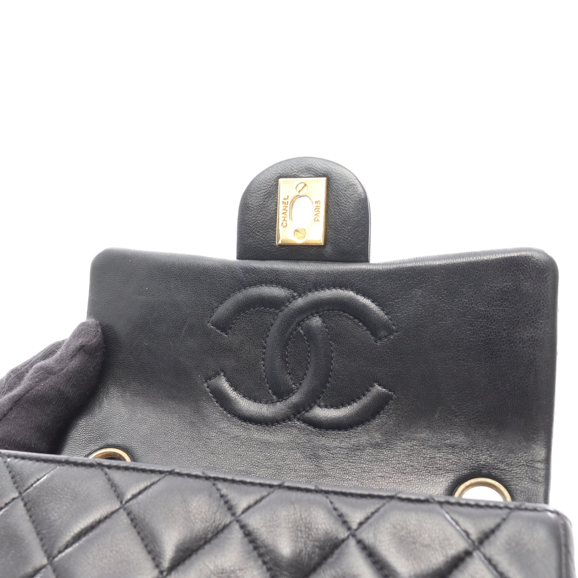 ミニマトラッセ チェーンショルダーバッグ ラムスキン ブラック ゴールド金具 シャネル バッグ CHANEL