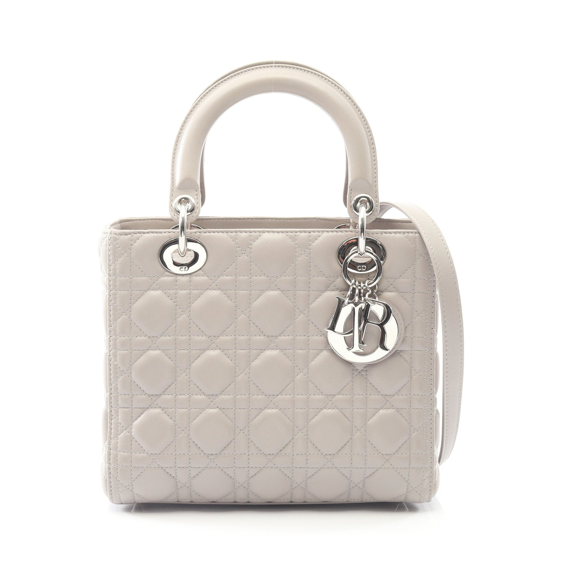 LADY DIOR レディディオール カナージュ ハンドバッグ レザー グレー 2WAY クリスチャンディオール バッグ Christian Dior