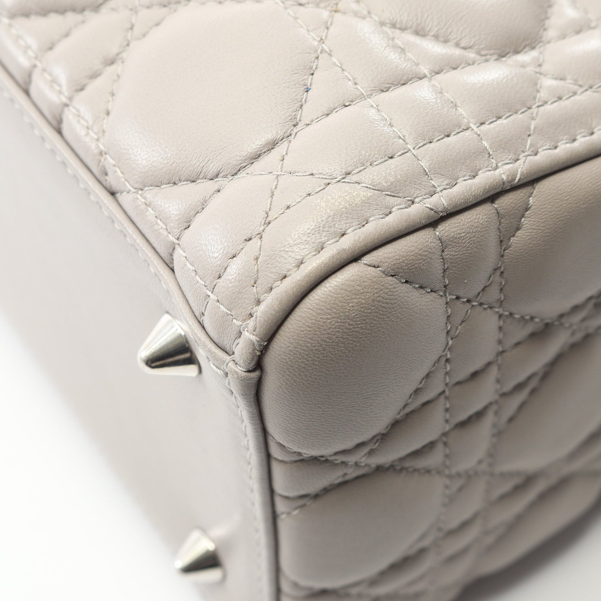 LADY DIOR レディディオール カナージュ ハンドバッグ レザー グレー 2WAY クリスチャンディオール バッグ Christian Dior