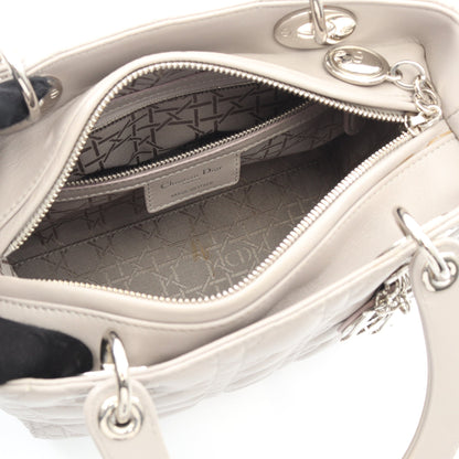 LADY DIOR レディディオール カナージュ ハンドバッグ レザー グレー 2WAY クリスチャンディオール バッグ Christian Dior