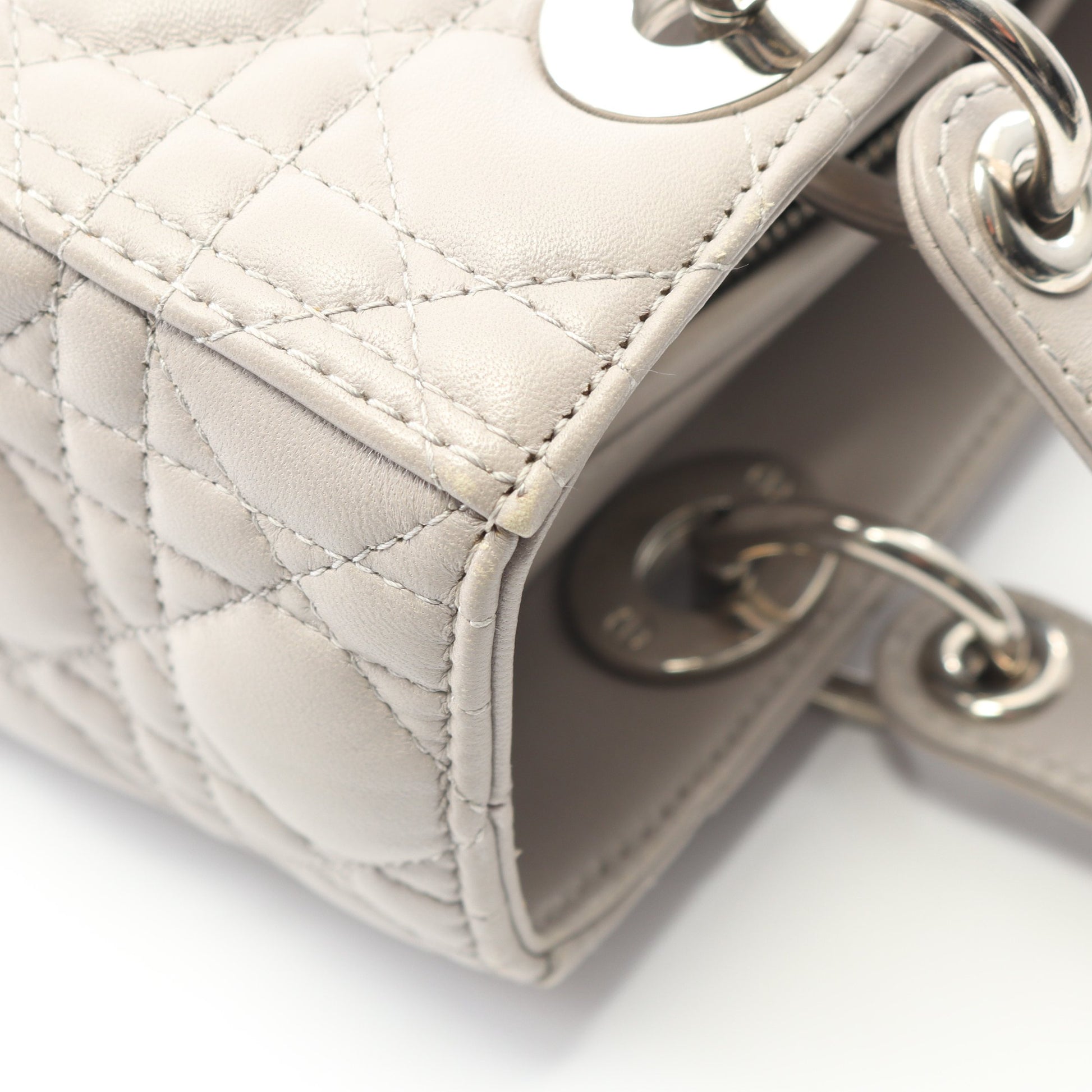 LADY DIOR レディディオール カナージュ ハンドバッグ レザー グレー 2WAY クリスチャンディオール バッグ Christian Dior
