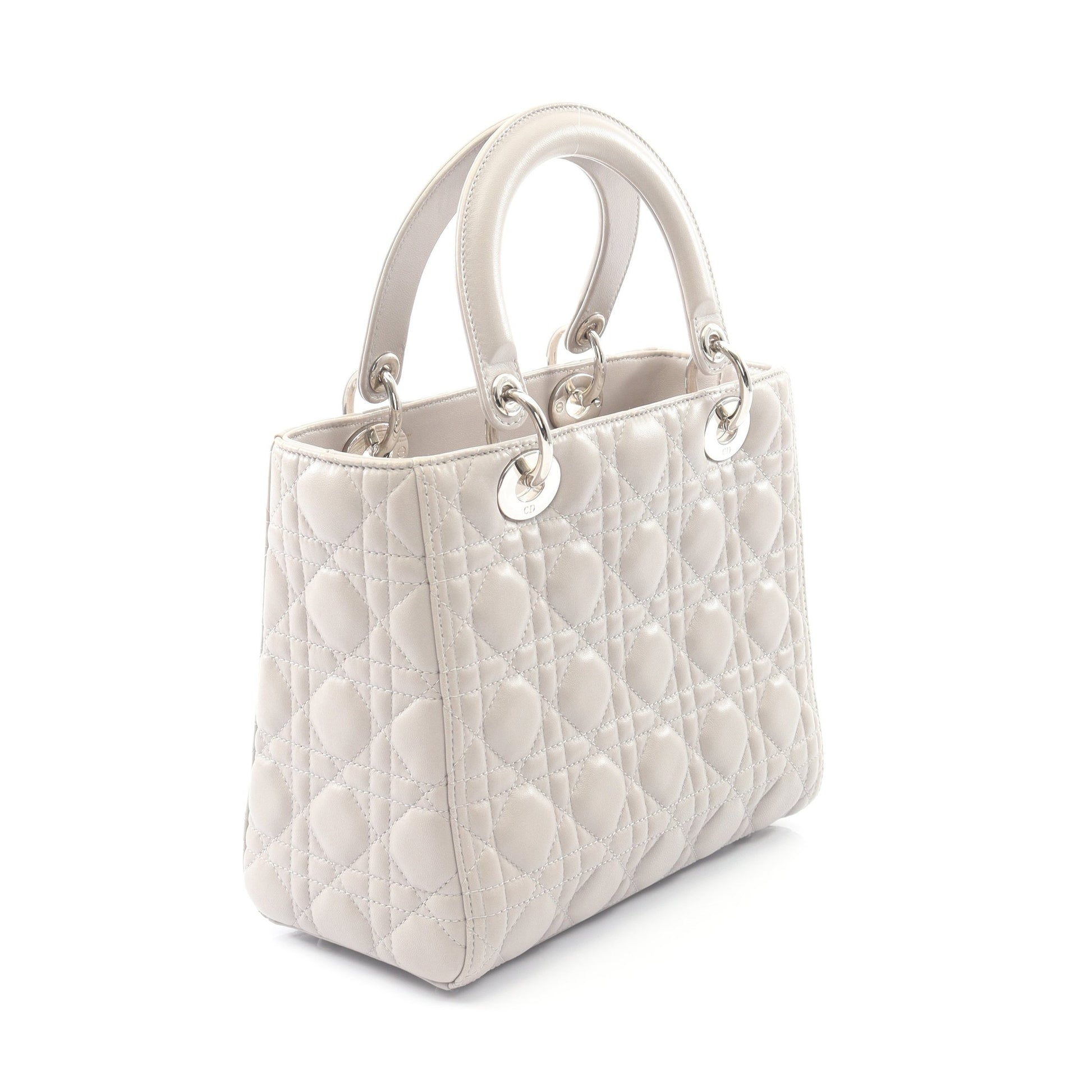 LADY DIOR レディディオール カナージュ ハンドバッグ レザー グレー 2WAY クリスチャンディオール バッグ Christian Dior