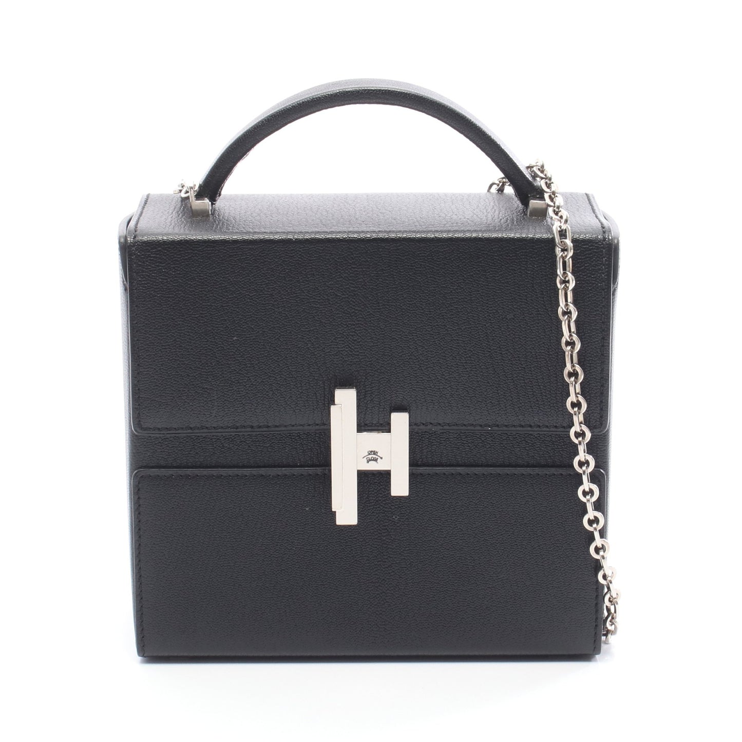 シネティック チェーンショルダーバッグ シェーブル ブラック シルバー金具 A刻印 エルメス バッグ HERMES