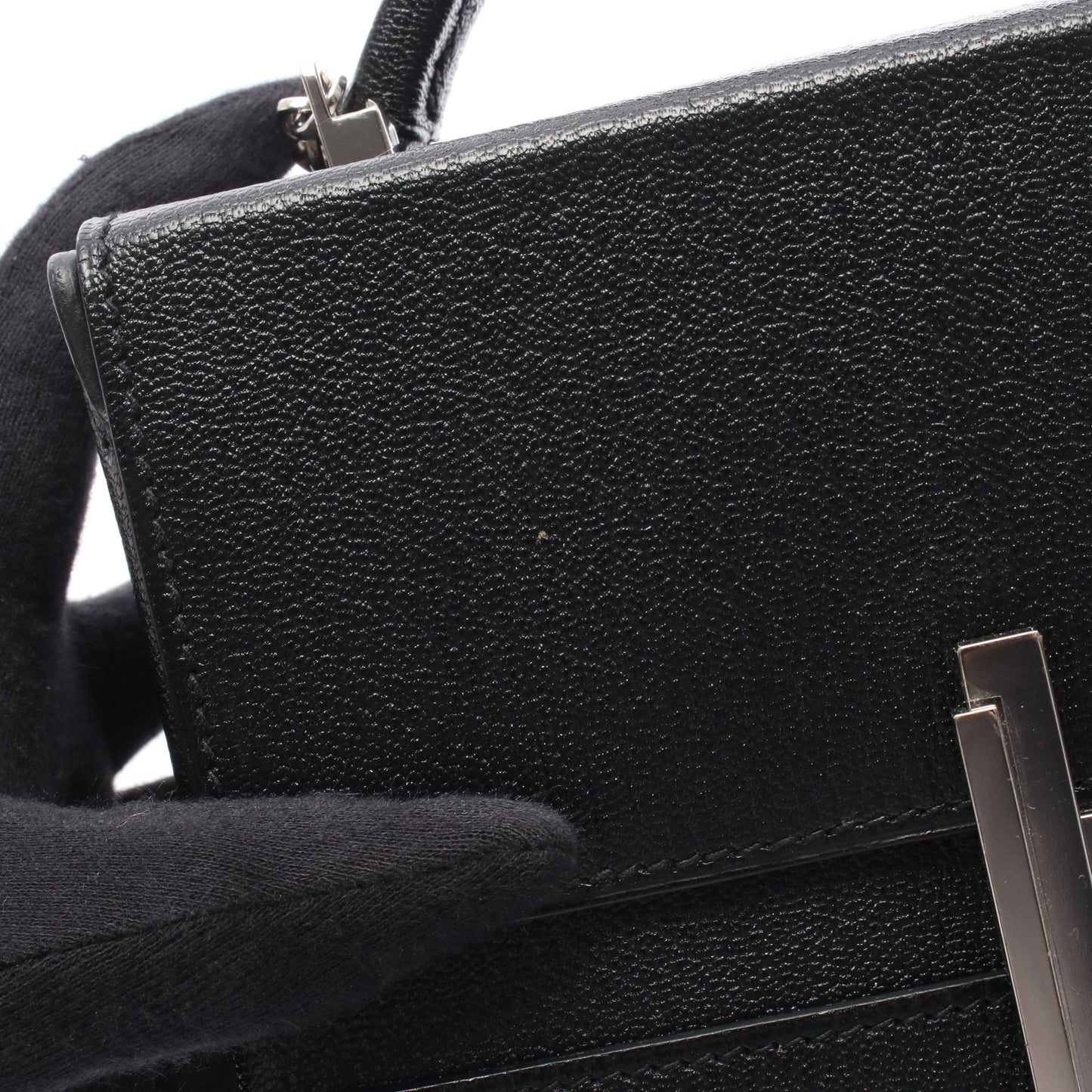 シネティック チェーンショルダーバッグ シェーブル ブラック シルバー金具 A刻印 エルメス バッグ HERMES