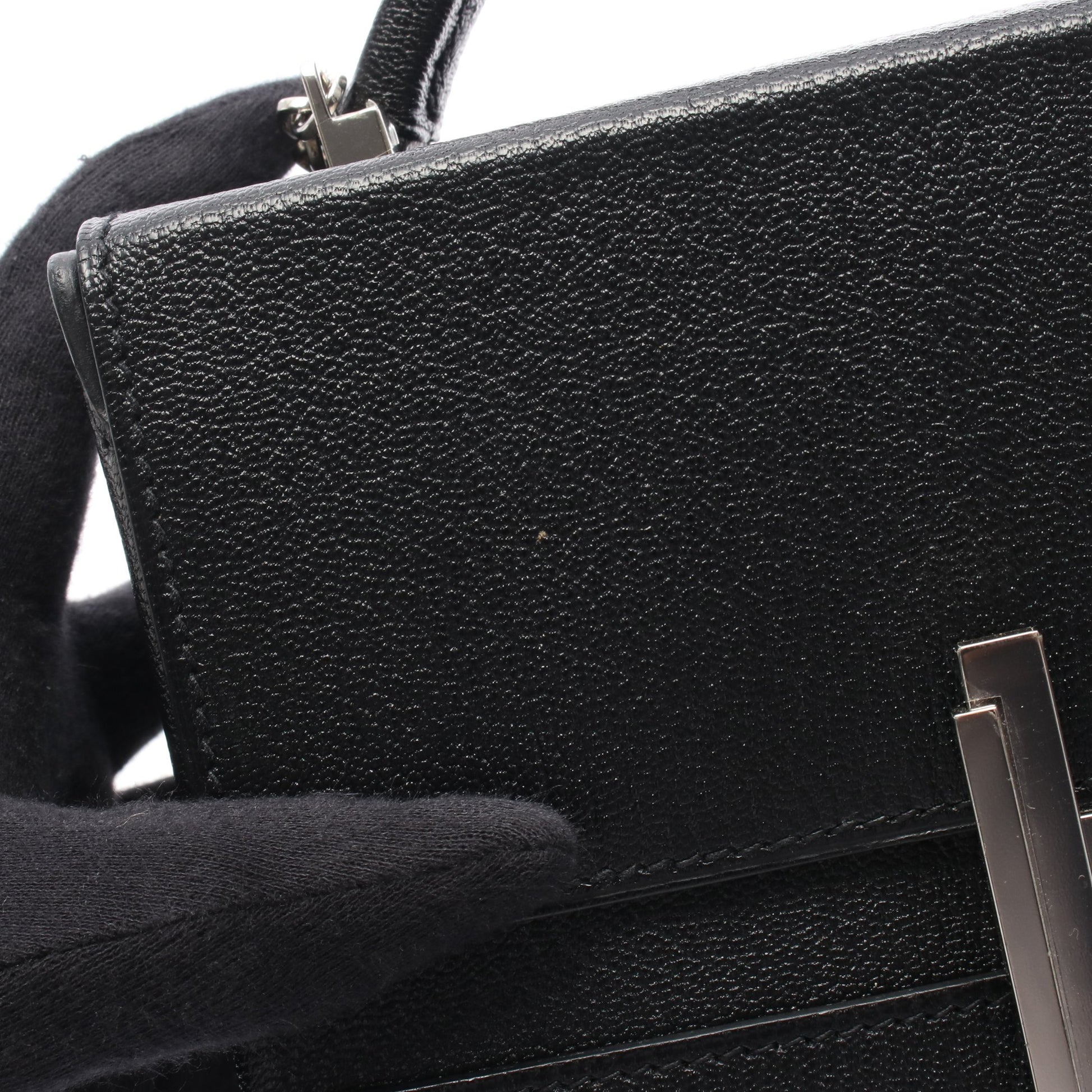 シネティック チェーンショルダーバッグ シェーブル ブラック シルバー金具 A刻印 エルメス バッグ HERMES