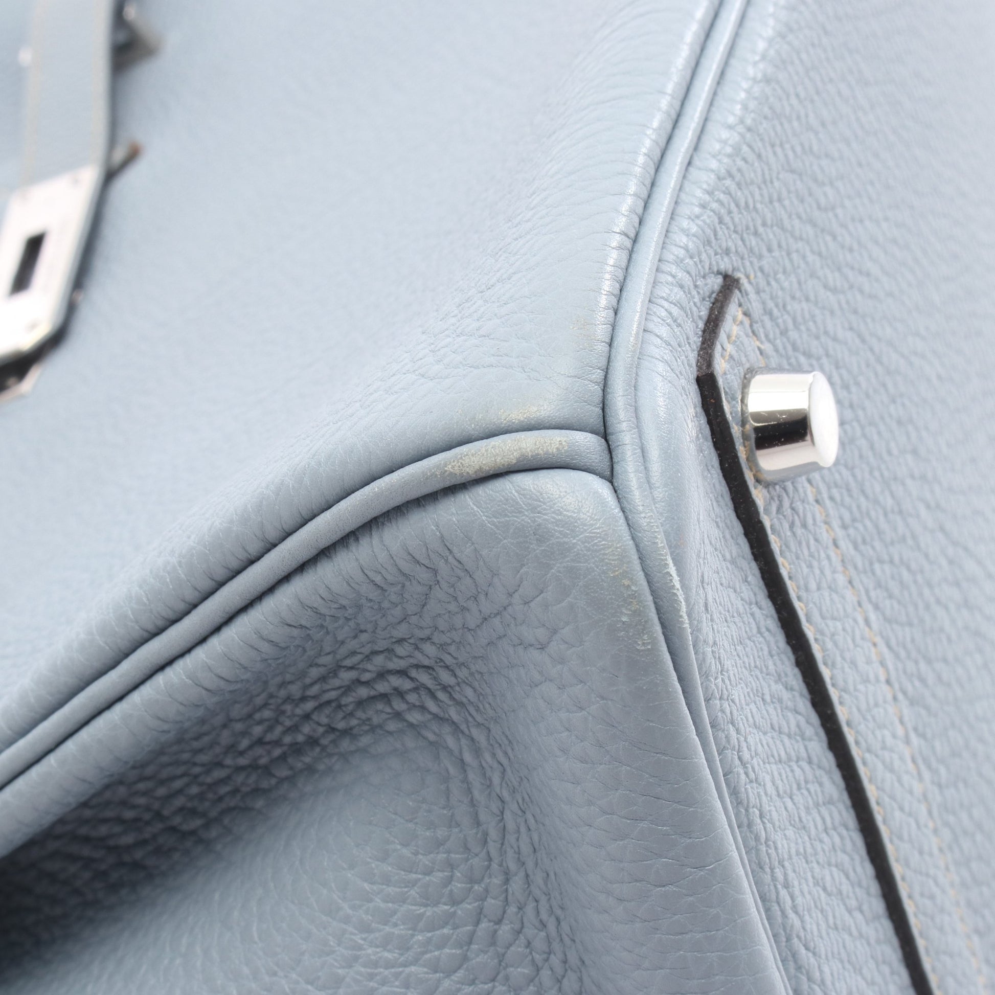 バーキン30 ブルーラン ハンドバッグ トゴ ライトブルー シルバー金具 □P刻印 エルメス バッグ HERMES