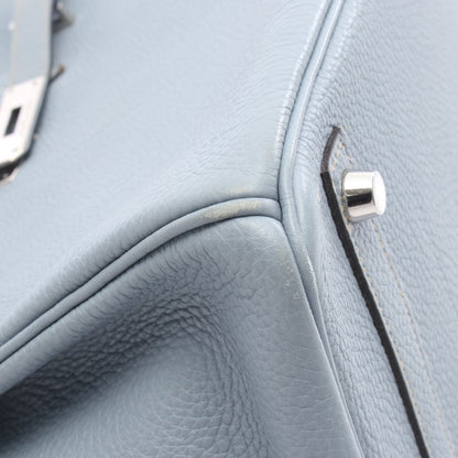 バーキン30 ブルーラン ハンドバッグ トゴ ライトブルー シルバー金具 □P刻印 エルメス バッグ HERMES