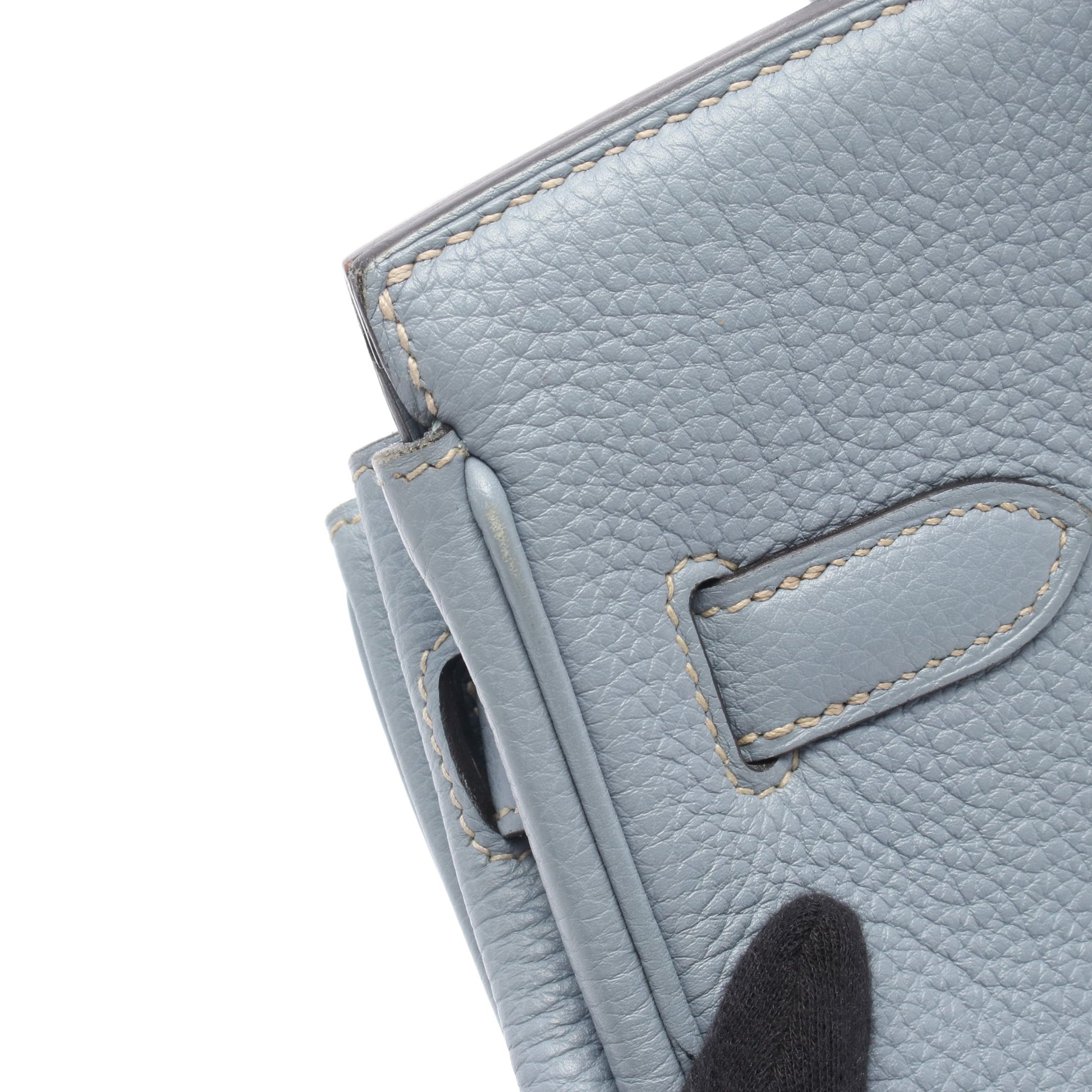 バーキン30 ブルーラン ハンドバッグ トゴ ライトブルー シルバー金具 □P刻印 エルメス バッグ HERMES
