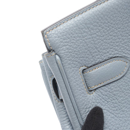 バーキン30 ブルーラン ハンドバッグ トゴ ライトブルー シルバー金具 □P刻印 エルメス バッグ HERMES
