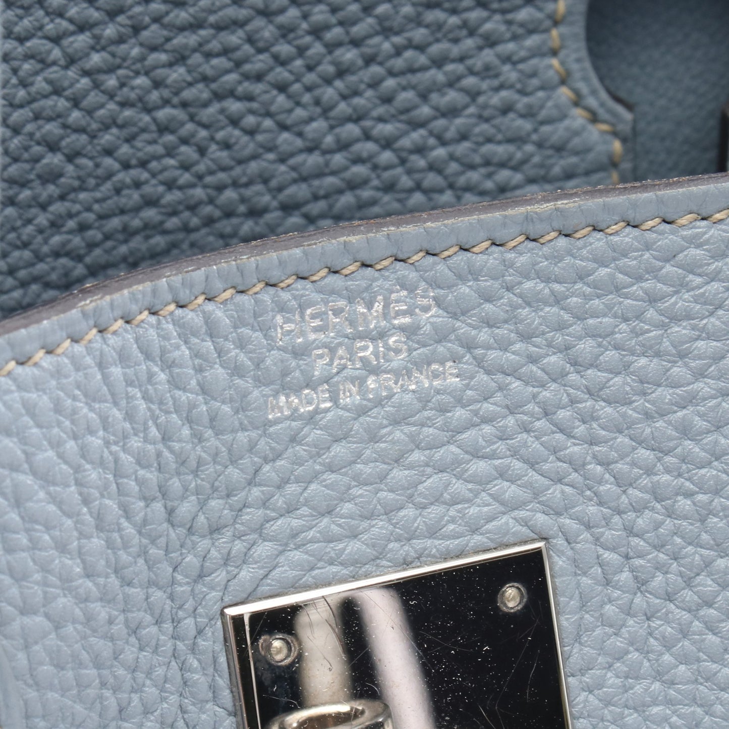 バーキン30 ブルーラン ハンドバッグ トゴ ライトブルー シルバー金具 □P刻印 エルメス バッグ HERMES