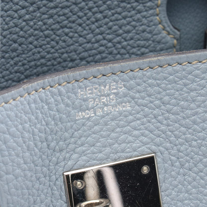 バーキン30 ブルーラン ハンドバッグ トゴ ライトブルー シルバー金具 □P刻印 エルメス バッグ HERMES