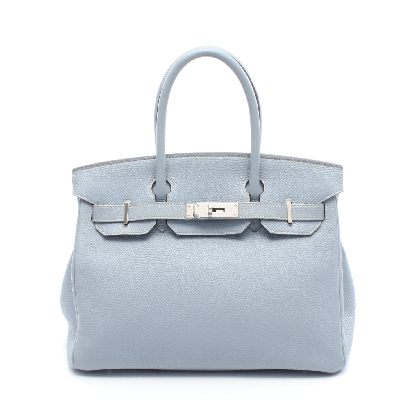 バーキン30 ブルーラン ハンドバッグ トゴ ライトブルー シルバー金具 □P刻印 エルメス バッグ HERMES