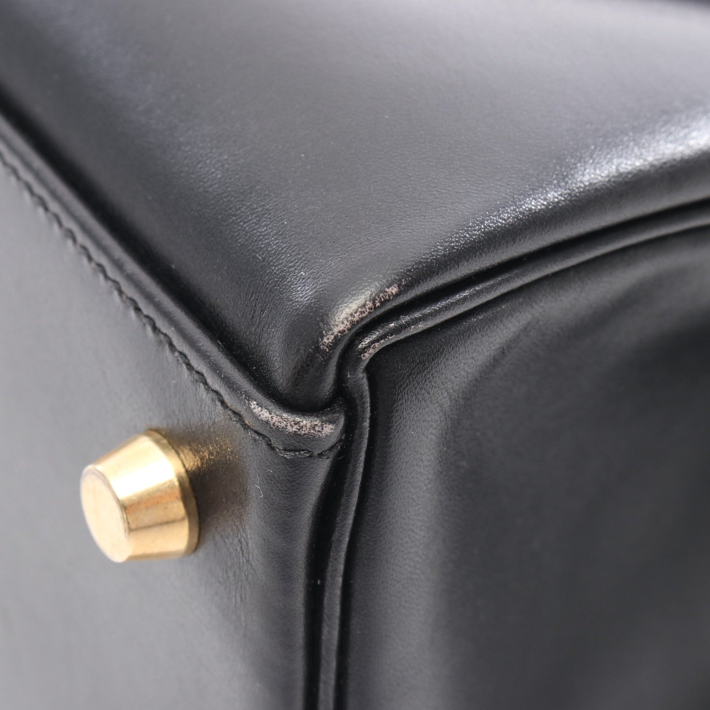 ケリー32 ハンドバッグ ボックスカーフ ブラック ゴールド金具 内縫い 2WAY □E刻印 エルメス バッグ HERMES