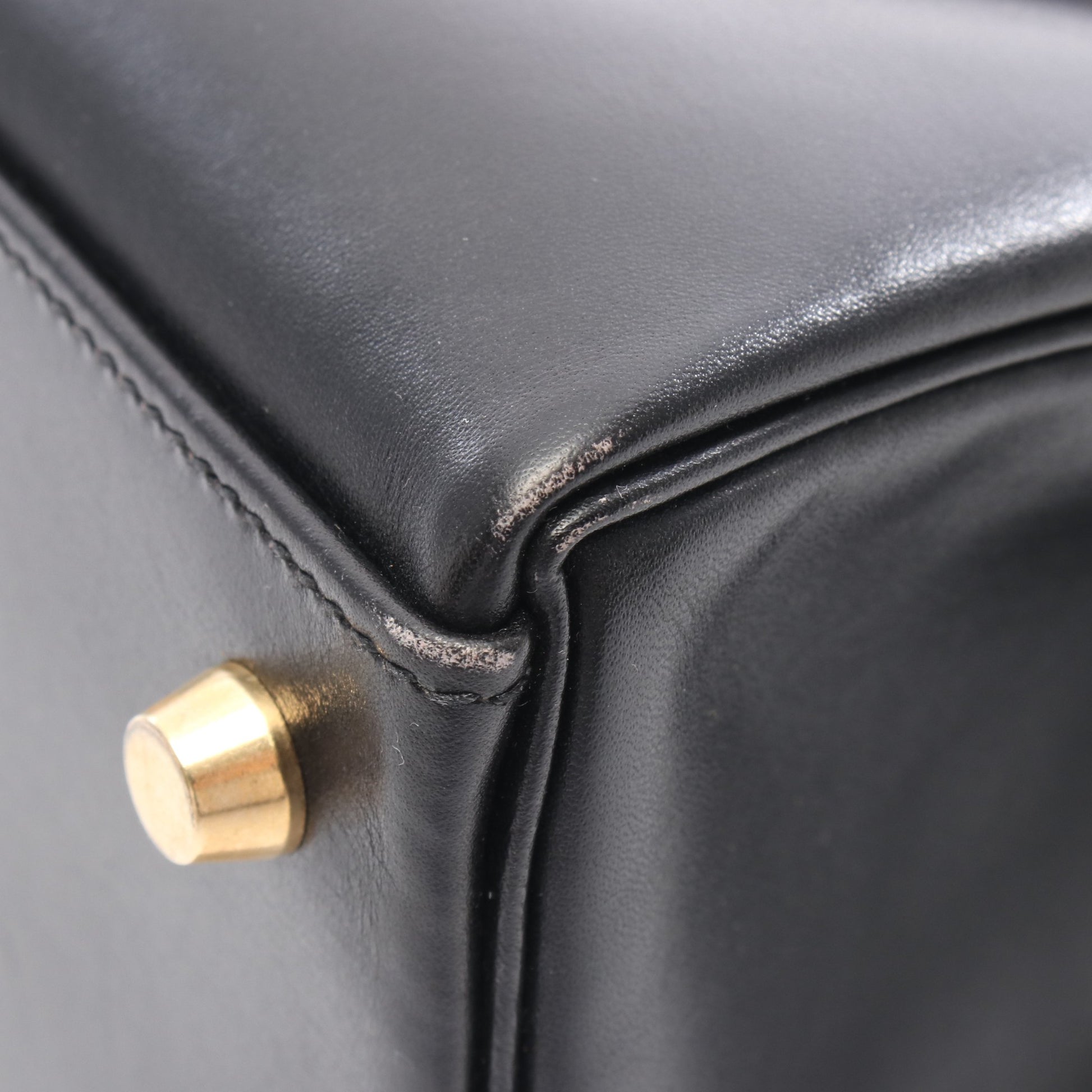 ケリー32 ハンドバッグ ボックスカーフ ブラック ゴールド金具 内縫い 2WAY □E刻印 エルメス バッグ HERMES