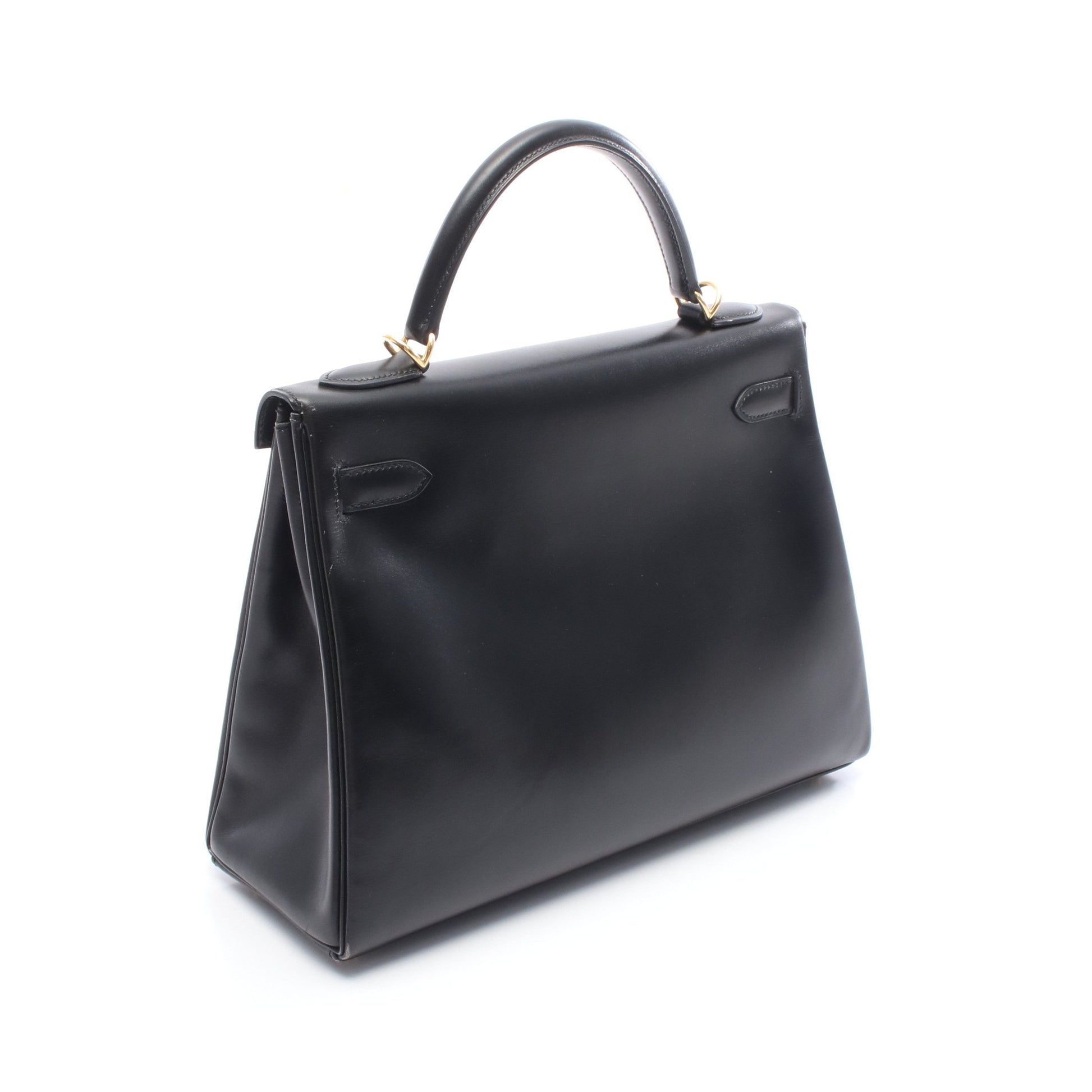 ケリー32 ハンドバッグ ボックスカーフ ブラック ゴールド金具 内縫い 2WAY □E刻印 エルメス バッグ HERMES