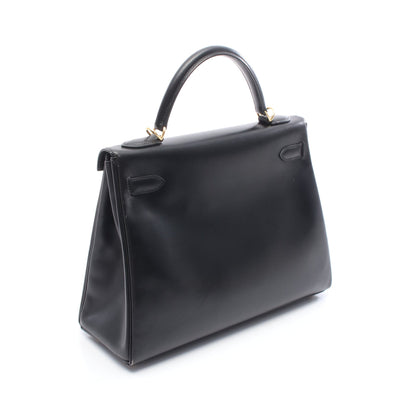 ケリー32 ハンドバッグ ボックスカーフ ブラック ゴールド金具 内縫い 2WAY □E刻印 エルメス バッグ HERMES