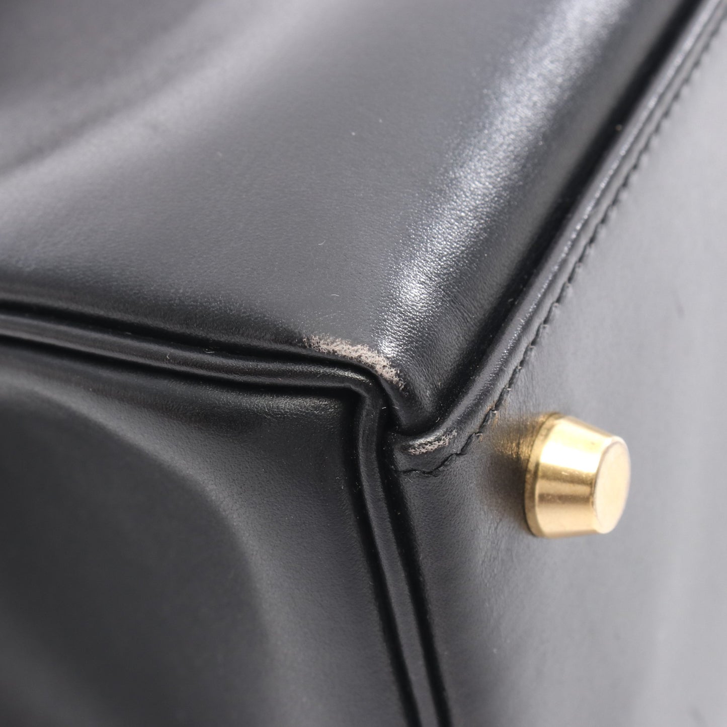 ケリー32 ハンドバッグ ボックスカーフ ブラック ゴールド金具 内縫い 2WAY □E刻印 エルメス バッグ HERMES