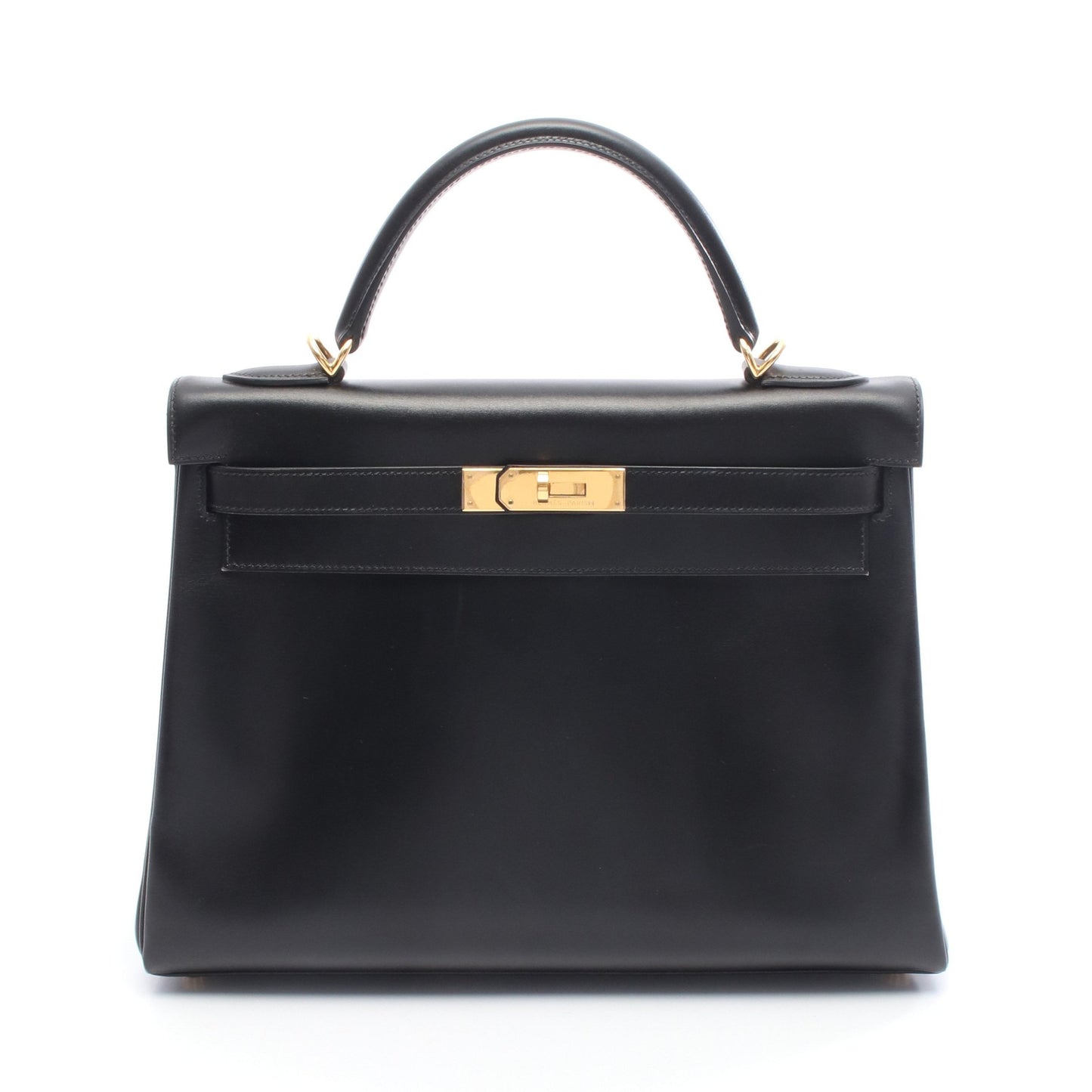 ケリー32 ハンドバッグ ボックスカーフ ブラック ゴールド金具 内縫い 2WAY □E刻印 エルメス バッグ HERMES