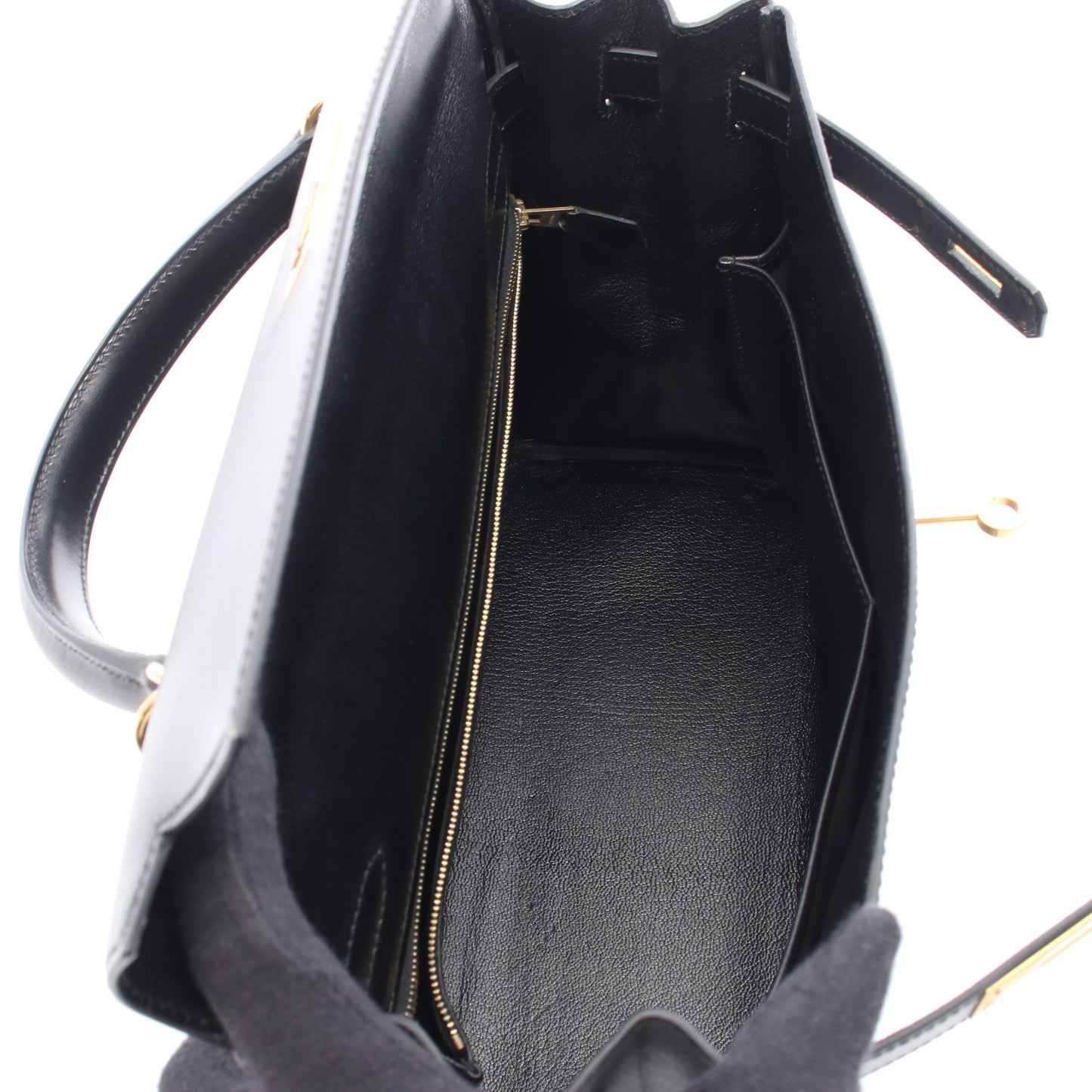 ケリー32 ハンドバッグ ボックスカーフ ブラック ゴールド金具 内縫い 2WAY □E刻印 エルメス バッグ HERMES