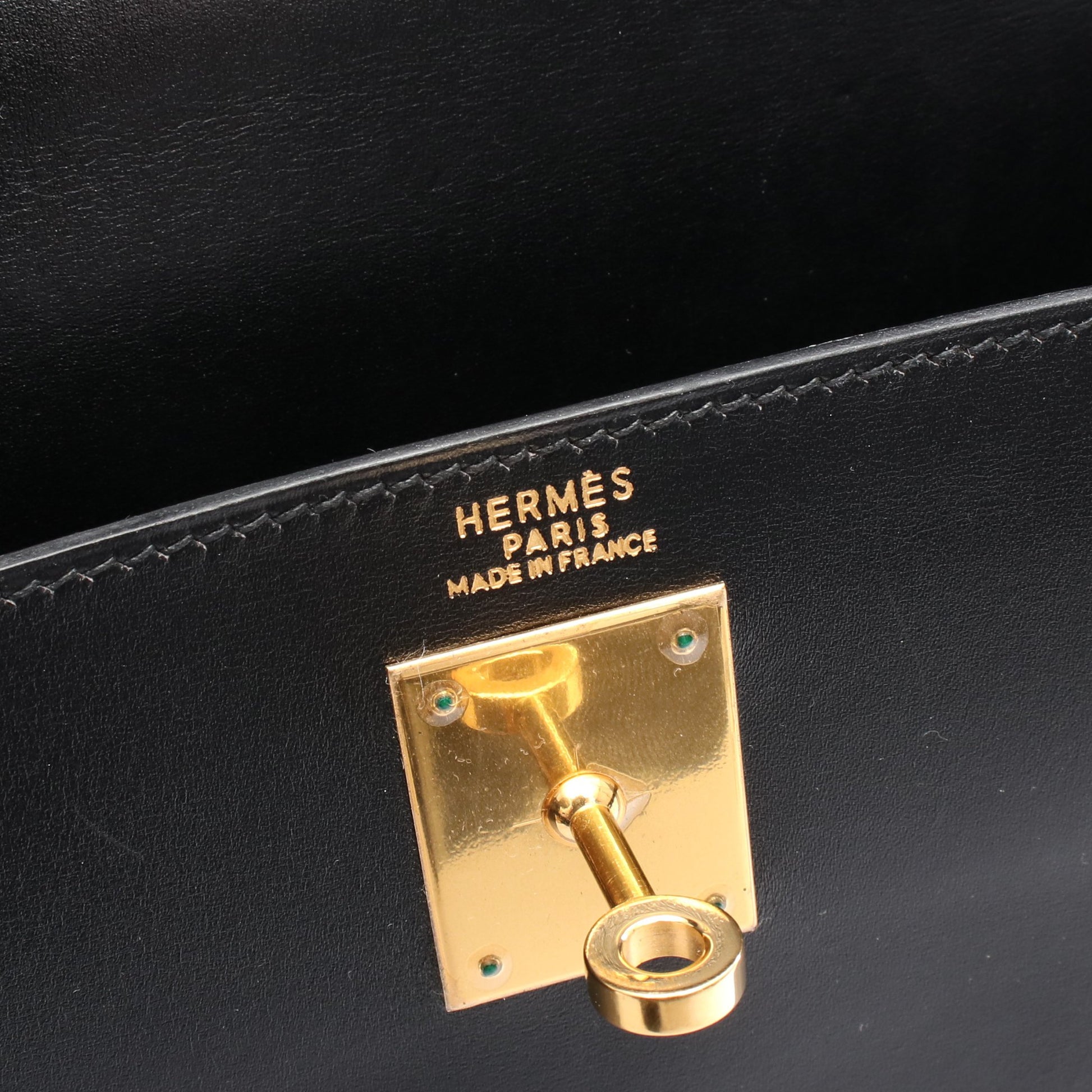 ケリー32 ハンドバッグ ボックスカーフ ブラック ゴールド金具 内縫い 2WAY □E刻印 エルメス バッグ HERMES