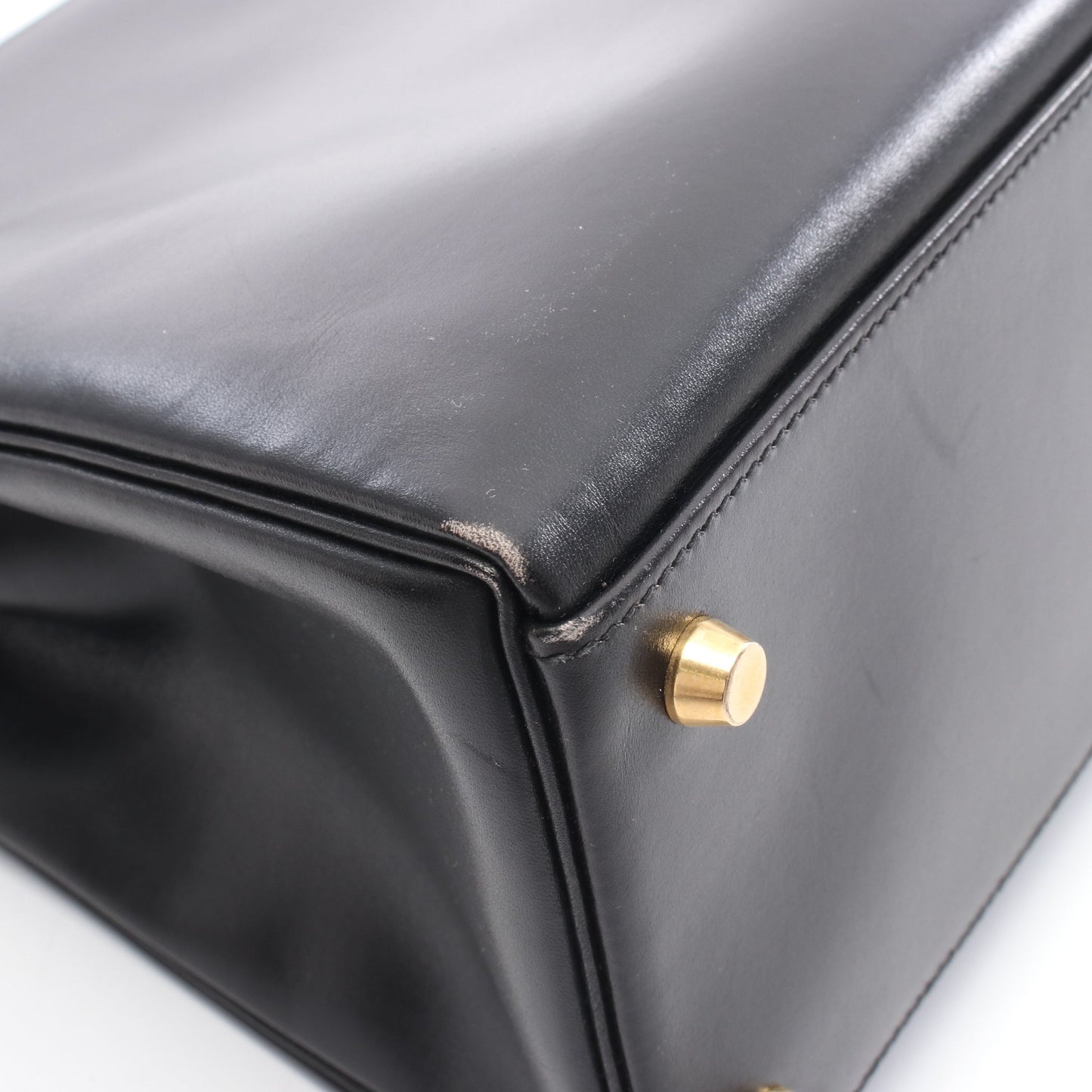 ケリー32 ハンドバッグ ボックスカーフ ブラック ゴールド金具 内縫い 2WAY □E刻印 エルメス バッグ HERMES