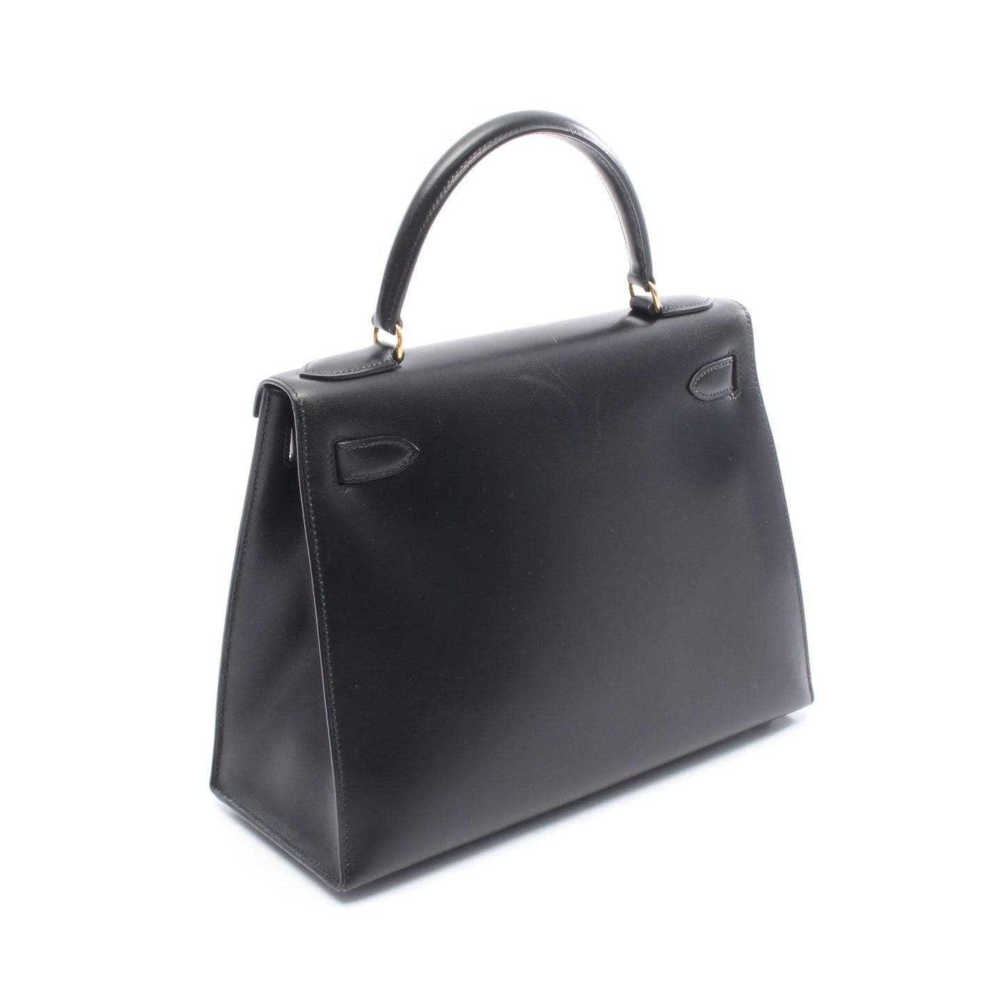 ケリー28 ハンドバッグ ボックスカーフ ブラック ゴールド金具 外縫い 2WAY ○Y刻印 エルメス バッグ HERMES