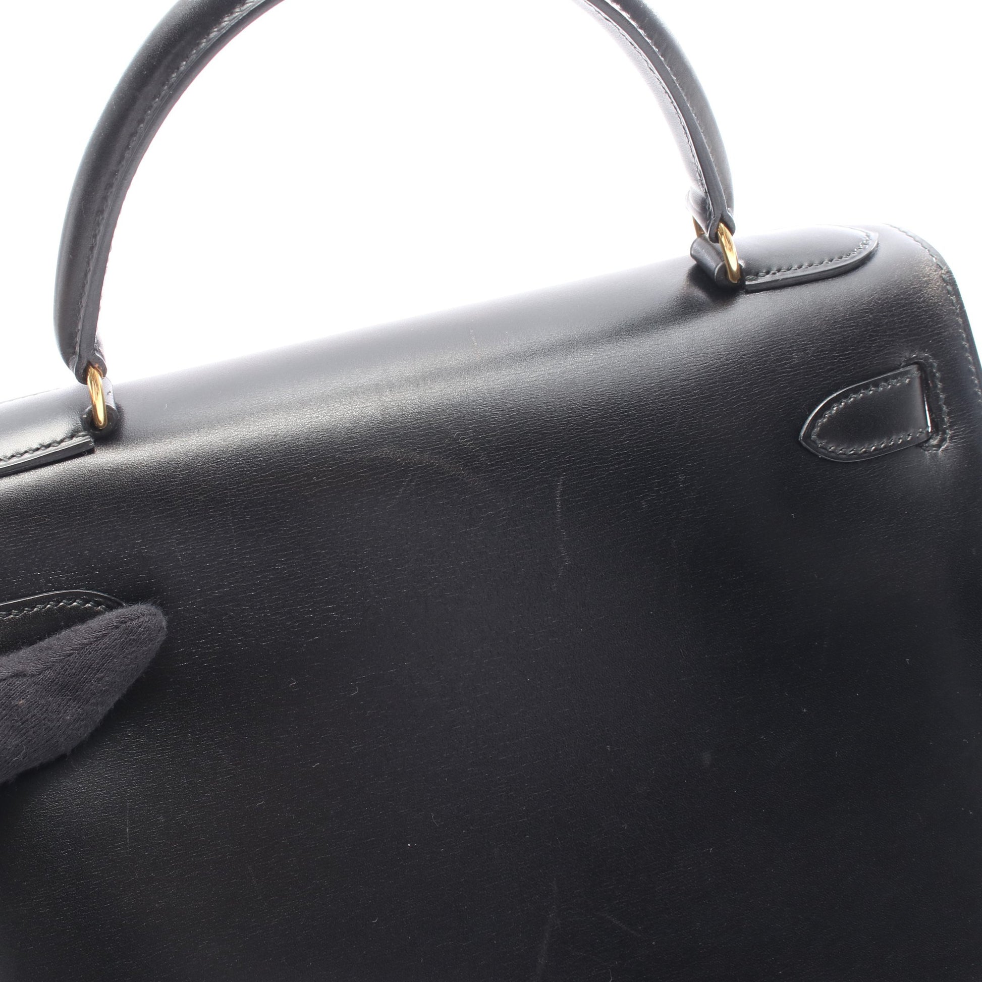 ケリー28 ハンドバッグ ボックスカーフ ブラック ゴールド金具 外縫い 2WAY ○Y刻印 エルメス バッグ HERMES