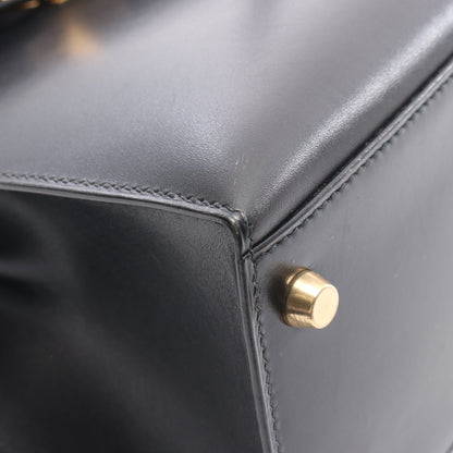 ケリー28 ハンドバッグ ボックスカーフ ブラック ゴールド金具 外縫い 2WAY ○Y刻印 エルメス バッグ HERMES