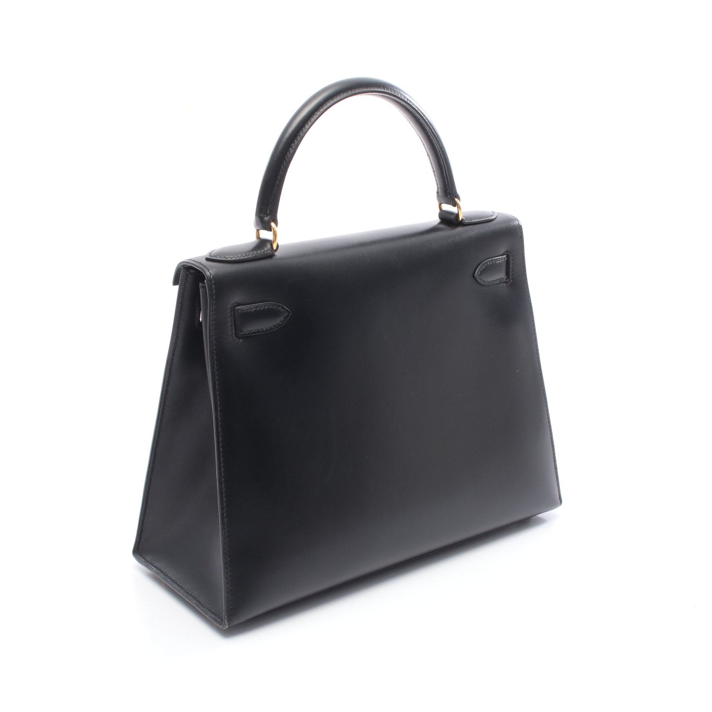 ケリー28 ハンドバッグ ボックスカーフ ブラック ゴールド金具 外縫い 2WAY ○A刻印 エルメス バッグ HERMES