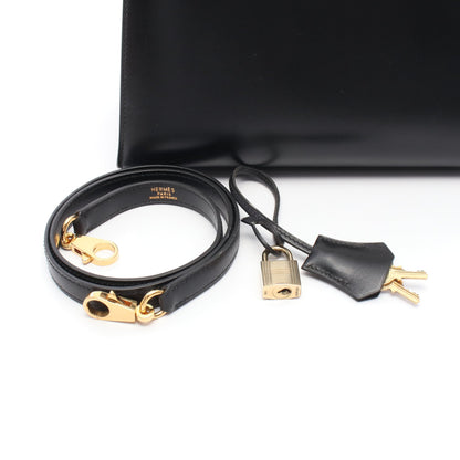 ケリー28 ハンドバッグ ボックスカーフ ブラック ゴールド金具 外縫い 2WAY ○A刻印 エルメス バッグ HERMES