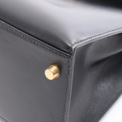 ケリー28 ハンドバッグ ボックスカーフ ブラック ゴールド金具 外縫い 2WAY ○A刻印 エルメス バッグ HERMES