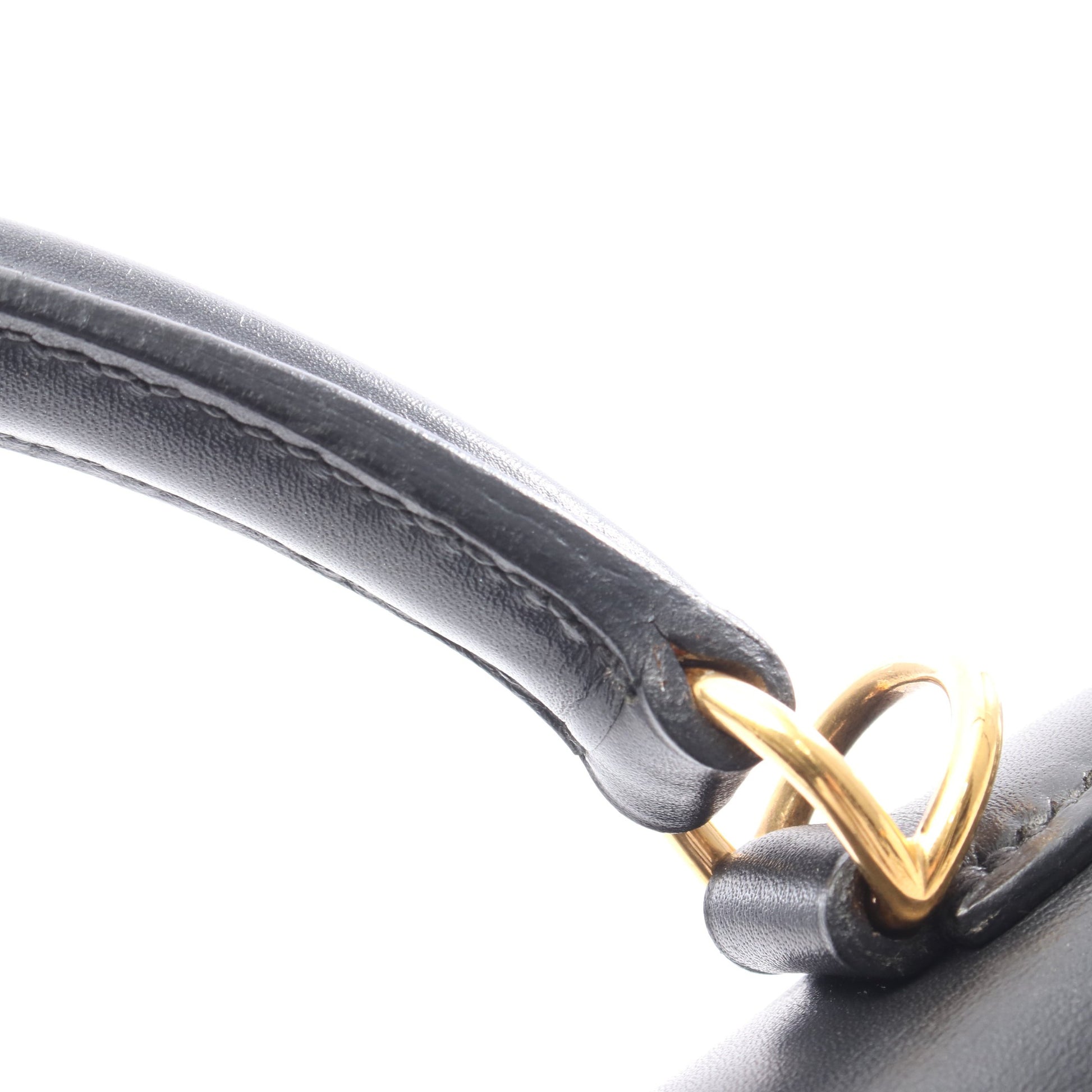 ケリー32 ハンドバッグ ボックスカーフ ブラック ゴールド金具 外縫い 2WAY □G刻印 エルメス バッグ HERMES