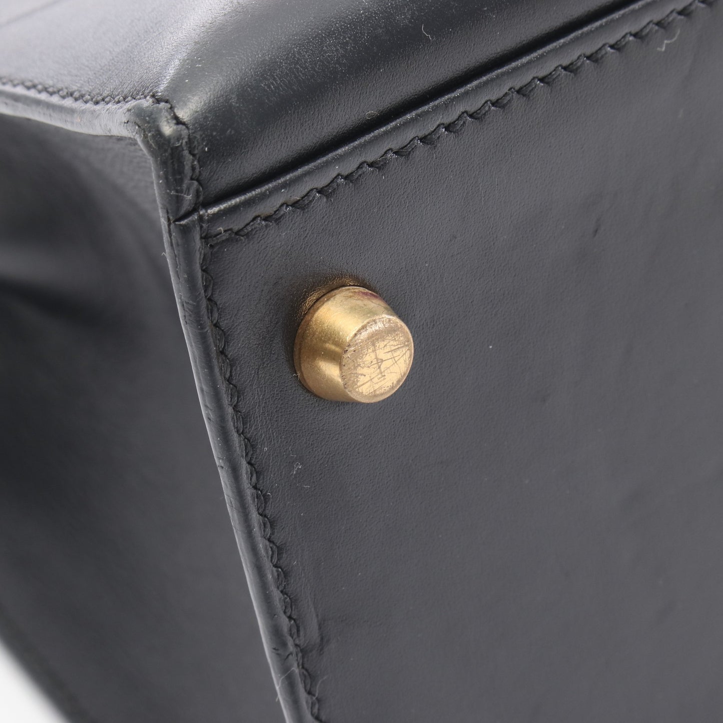 ケリー32 ハンドバッグ ボックスカーフ ブラック ゴールド金具 外縫い 2WAY □G刻印 エルメス バッグ HERMES