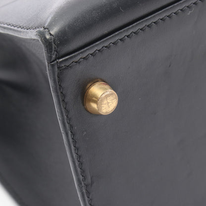 ケリー32 ハンドバッグ ボックスカーフ ブラック ゴールド金具 外縫い 2WAY □G刻印 エルメス バッグ HERMES