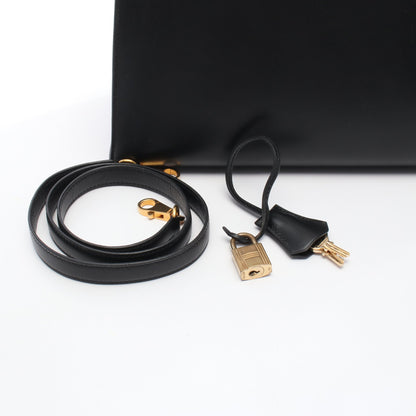 ケリー32 ハンドバッグ ボックスカーフ ブラック ゴールド金具 外縫い 2WAY □G刻印 エルメス バッグ HERMES