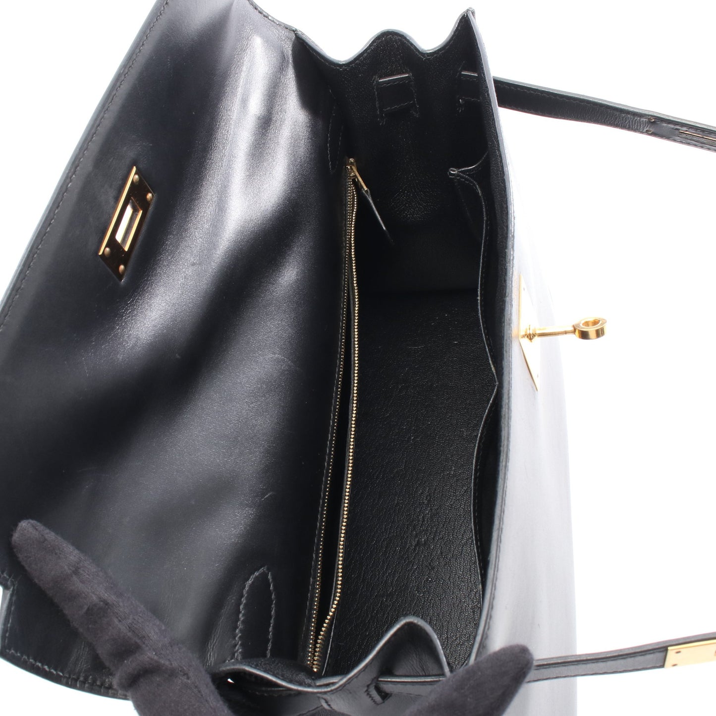 ケリー32 ハンドバッグ ボックスカーフ ブラック ゴールド金具 外縫い 2WAY □G刻印 エルメス バッグ HERMES