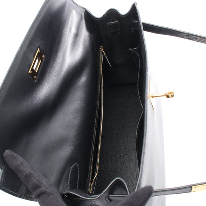 ケリー32 ハンドバッグ ボックスカーフ ブラック ゴールド金具 外縫い 2WAY □G刻印 エルメス バッグ HERMES