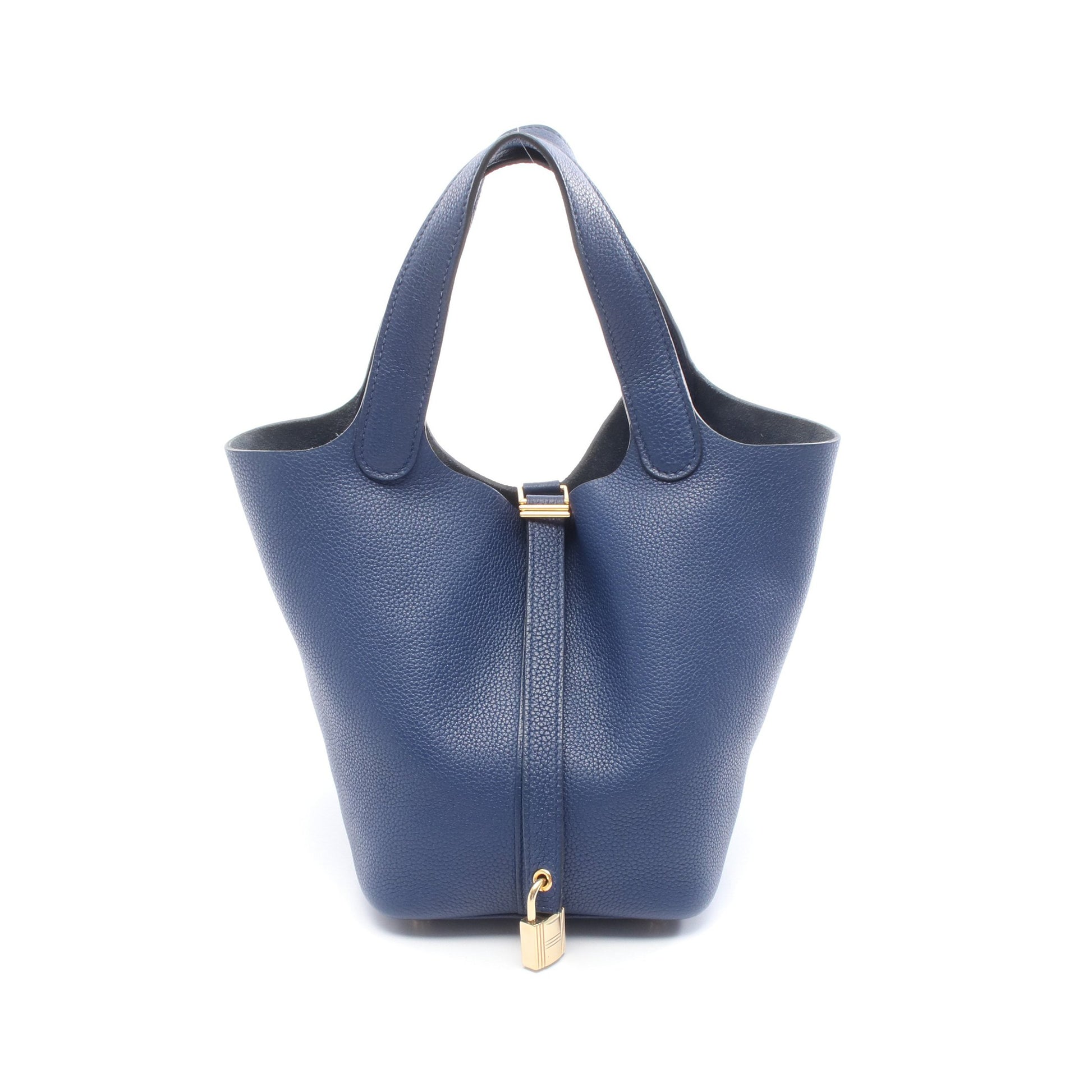 ピコタンロックPM ブルーサフィール ハンドバッグ トリヨンクレマンス ブルー ゴールド金具 D刻印 エルメス バッグ HERMES